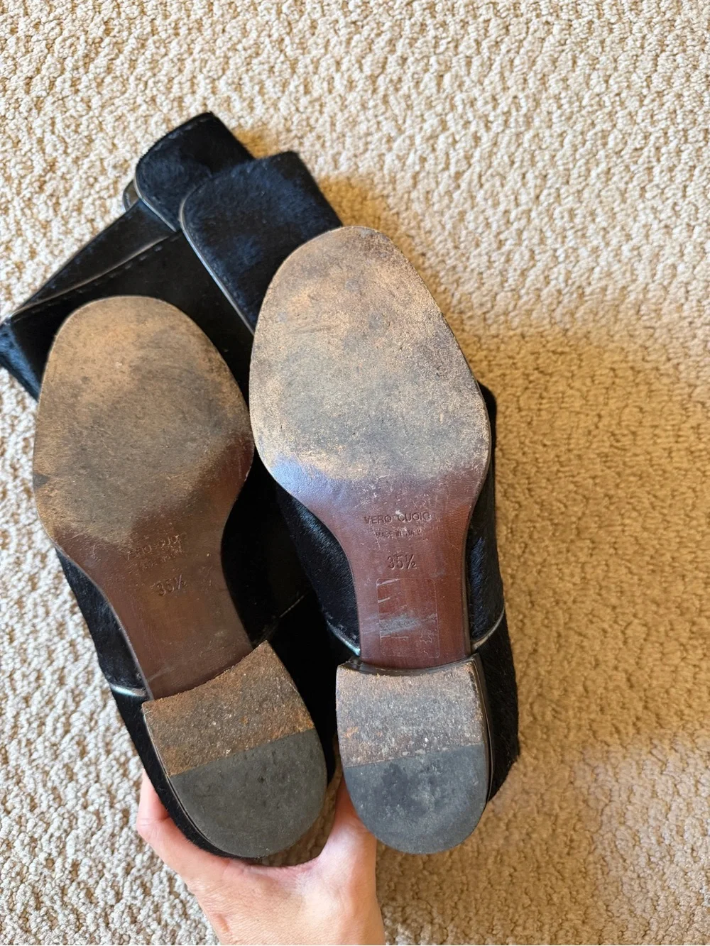 Authentic Nina Ricci Black pony hair Knee-High Buckle Riding Boots